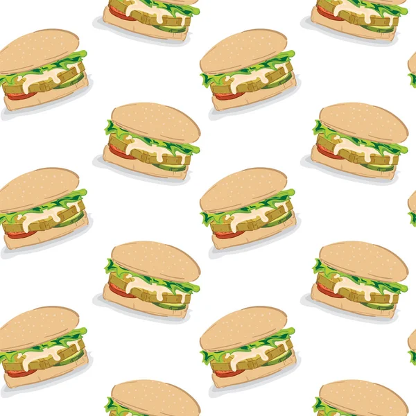 Motif Hamburger Dessin Fond Graphique — Image vectorielle
