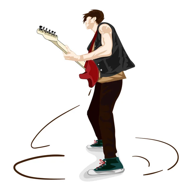 Guitare Homme Jouer Musique Graphique Objet — Image vectorielle