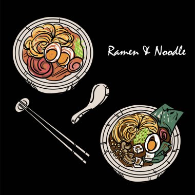 Gıda vektör Japon şehriye Ramen mutfağının çorba nesnesi 