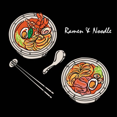 Gıda vektör Japon şehriye Ramen mutfağının çorba nesnesi 