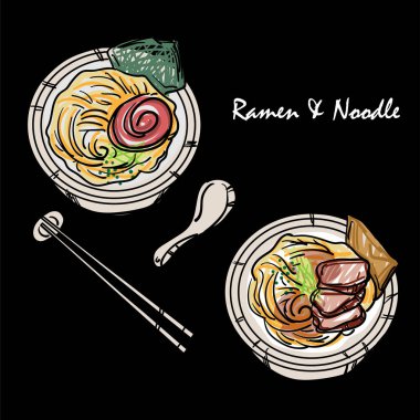 Gıda vektör Japon şehriye Ramen mutfağının çorba nesnesi