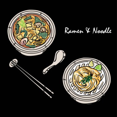 Gıda vektör Japon şehriye Ramen mutfağının çorba nesnesi