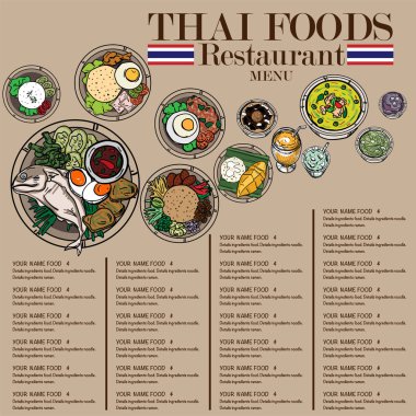 Menü Tay gıda tasarım şablonu grafik 