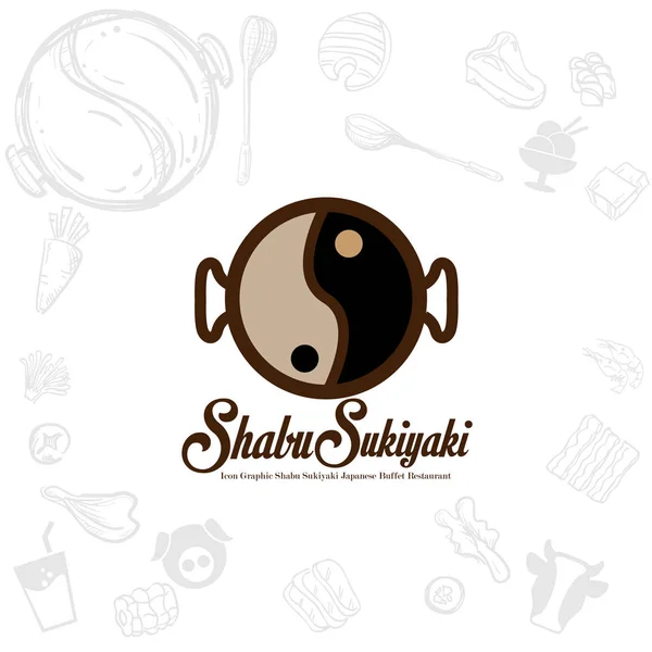 Shabu Sukiyaki Logo Icône Graphique Japonais Buffet Restaurant — Image vectorielle