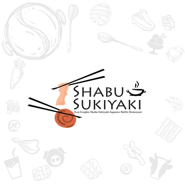 Shabu Sukiyaki Logo Ikony Graficzne Japońska Restauracja Bufetowa — Wektor stockowy