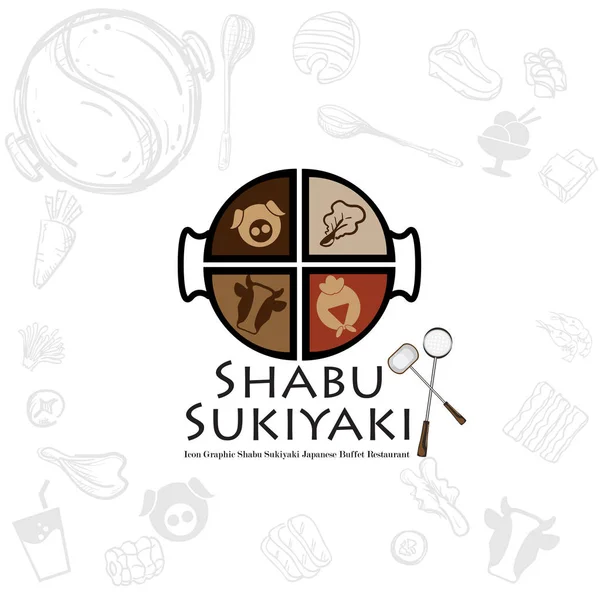 Shabu Sukiyaki Logo Icône Graphique Japonais Buffet Restaurant — Image vectorielle