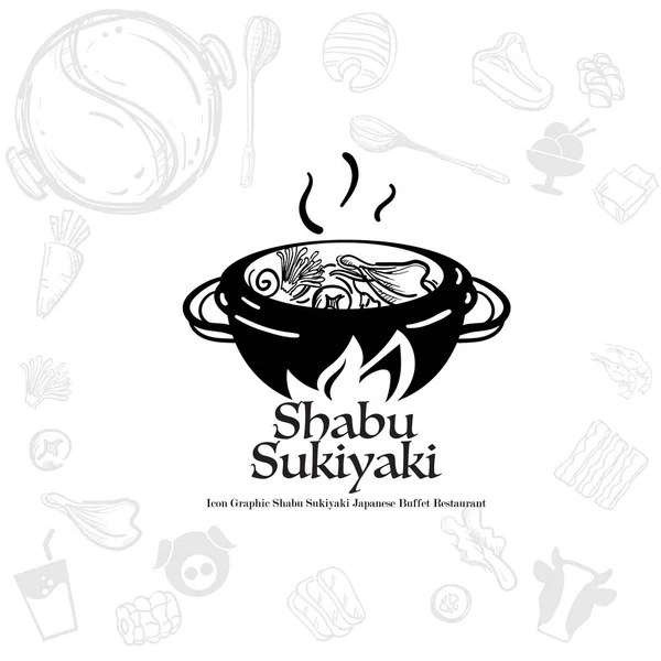 Shabu Sukiyaki Logo Icono Gráfico Japonés Buffet Restaurante — Vector de stock