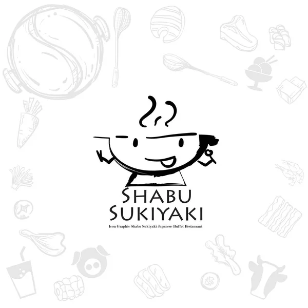 Shabu Sukiyaki Logo Ikonu Grafické Japonské Bufetová Restaurace — Stockový vektor