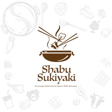 Shabu sukiyaki logo simge grafik Japon açık büfe restoran
