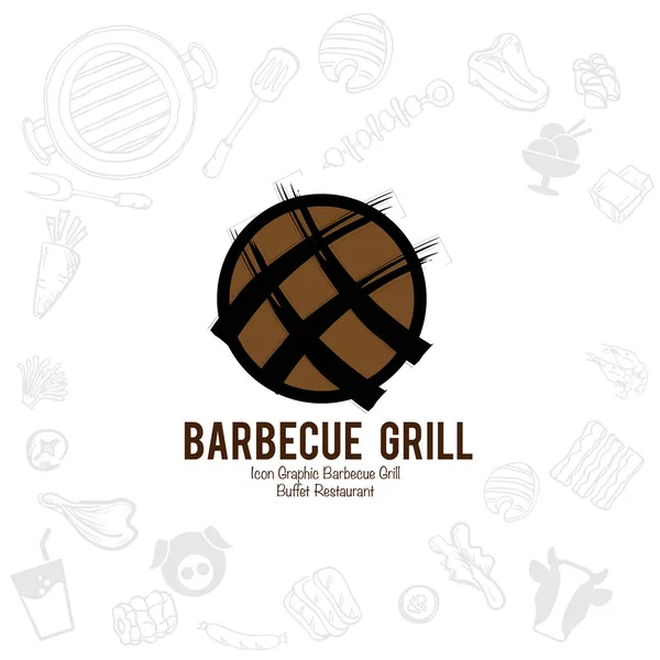 Barbecue Grill Logo Icône Graphique Buffet Restaurant — Image vectorielle