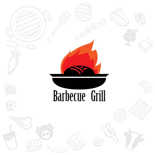 Barbacoa Parrilla Logo Icono Gráfico Buffet Restaurante — Vector de stock