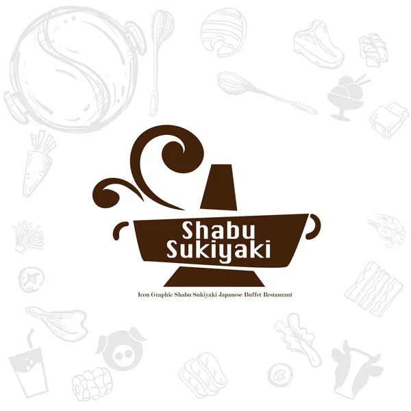 沙布寿喜烧标志图标图形日本自助餐厅 — 图库矢量图片