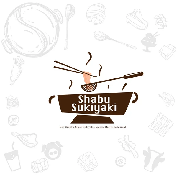沙布寿喜烧标志图标图形日本自助餐厅 — 图库矢量图片