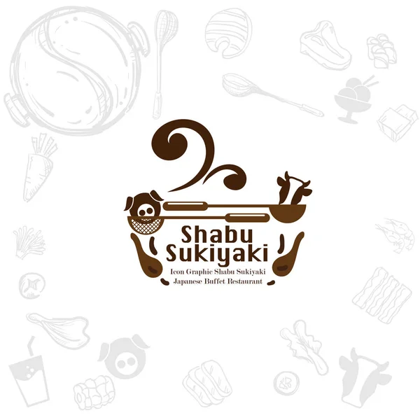 Shabu Sukiyaki Logo Symbol Grafik Japanisches Buffet Restaurant — Stockvektor