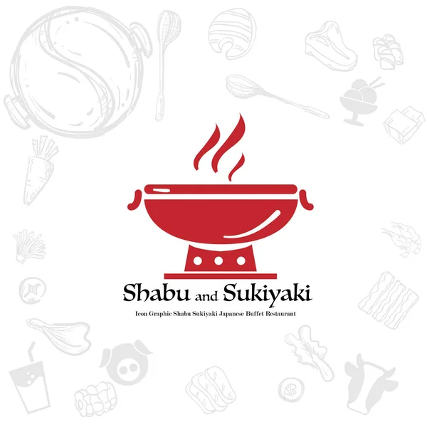 Shabu Sukiyaki Logo Icono Gráfico Japonés Buffet Restaurante — Vector de stock