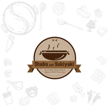 Shabu sukiyaki logo simge grafik Japon açık büfe restoran