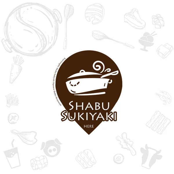 Shabu Sukiyaki Logo Icono Gráfico Japonés Buffet Restaurante — Vector de stock