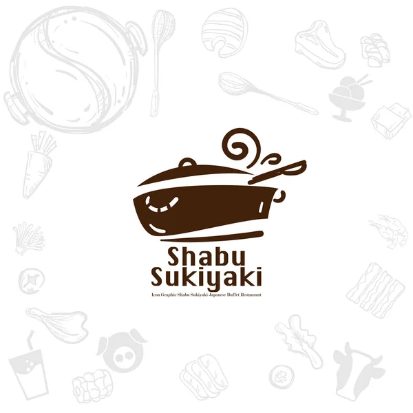 Shabu Sukiyaki Logo Ikon Grafisk Japansk Buffé Restaurang — Stock vektor