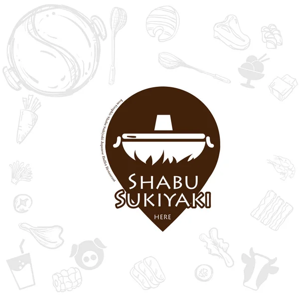 Shabu Sukiyaki Logo Icono Gráfico Japonés Buffet Restaurante — Vector de stock