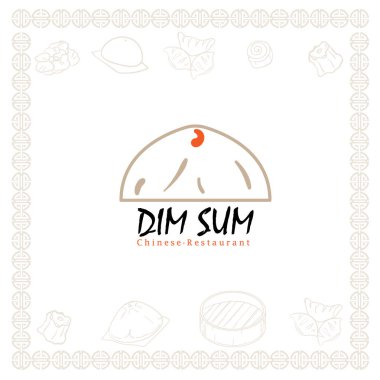 Dim sum Çin restoranı gıda logo sembol grafiği