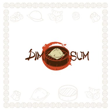 Dim sum Çin restoranı gıda logo sembol grafiği