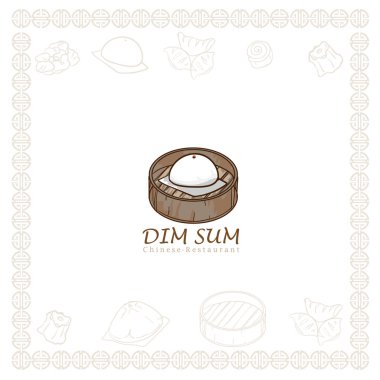 Dim sum Çin restoranı gıda logo sembol grafiği