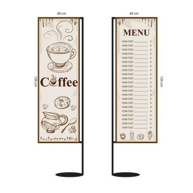 Menü kafe Cafe Restoran şablon tasarım el grafik çizimi