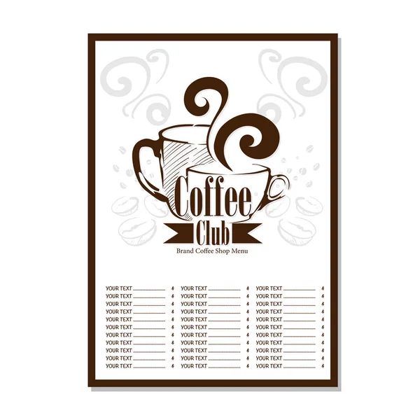 Menu Coffee Shop Cafe Restaurant Template Design Hand Drawing Graphic — Stock Vector