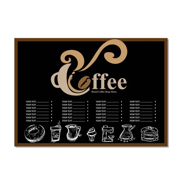 Menu Kawiarni Café Restaurant Szablon Projekt Ręka Graficzny — Wektor stockowy