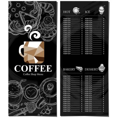 Menü kafe Cafe Restoran şablon tasarım el grafik çizimi