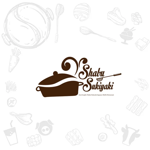 Shabu Sukiyaki Logotipo Ícone Gráfico Japonês Buffet Restaurante — Vetor de Stock