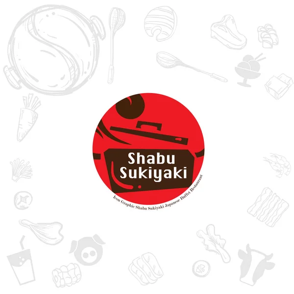 Shabu Sukiyaki Logo Icono Gráfico Japonés Buffet Restaurante — Vector de stock