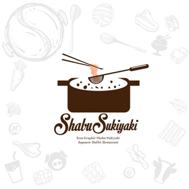 Shabu sukiyaki logo simge grafik Japon açık büfe restoran
