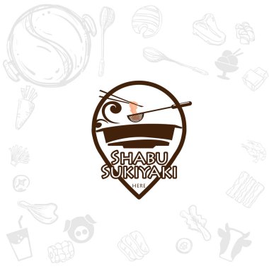 Shabu sukiyaki logo simge grafik Japon açık büfe restoran