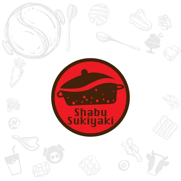 Shabu Sukiyaki Logo Icono Gráfico Japonés Buffet Restaurante — Vector de stock