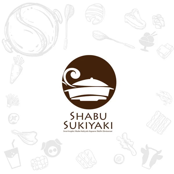 Shabu Sukiyaki Logo Icône Graphique Japonais Buffet Restaurant — Image vectorielle