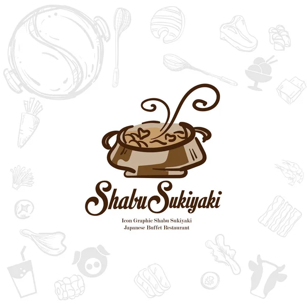 Shabu Sukiyaki Logotipo Ícone Gráfico Japonês Buffet Restaurante — Vetor de Stock