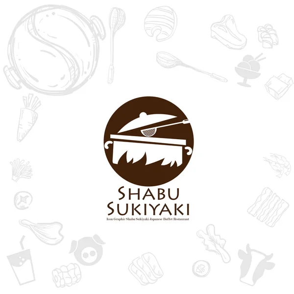 Shabu Sukiyaki Logo Ikon Grafisk Japansk Buffé Restaurang — Stock vektor