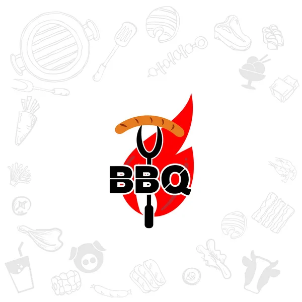 Barbacoa Parrilla Logo Icono Gráfico Buffet Restaurante — Vector de stock