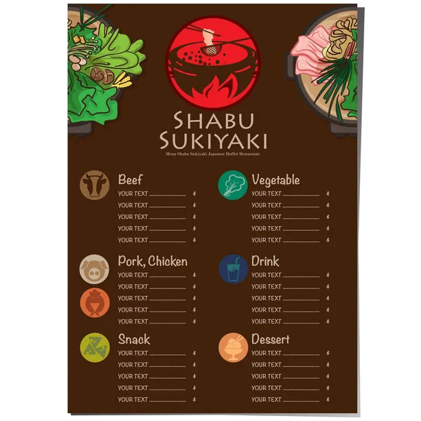 Menü Shabu Sukiyaki Restoran Şablon Tasarım Grafik Nesneleri — Stok Vektör