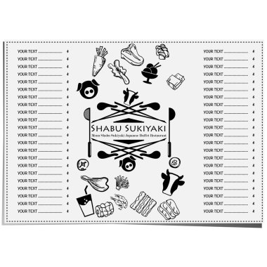 Menü Shabu Sukiyaki grafik Japon büfe restoran şablon