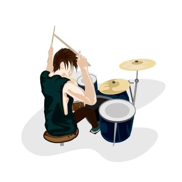 Drummer Muziek Grafische Speler — Stockvector