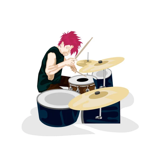 Drummer Muziek Grafische Speler — Stockvector