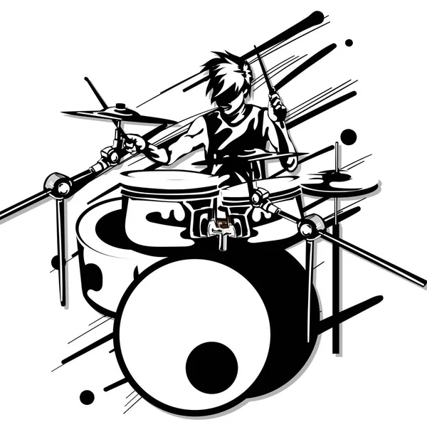 Baterista Reproductor Gráfico Música — Vector de stock