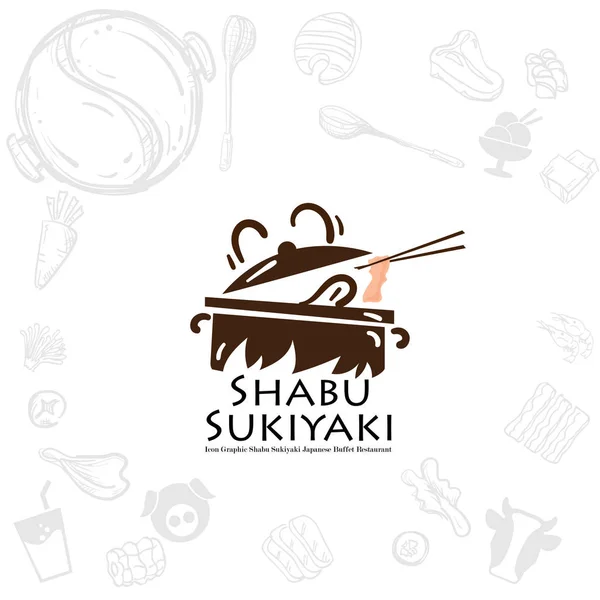 Shabu Sukiyaki Logo Icono Gráfico Japonés Buffet Restaurante — Vector de stock