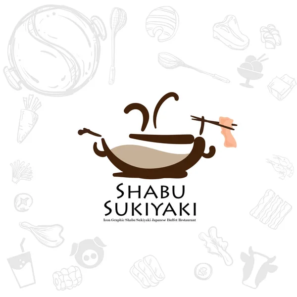 Shabu Sukiyaki Logo Icono Gráfico Japonés Buffet Restaurante — Vector de stock