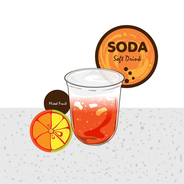 Refresco Refresco Fruta Gráfico Taza — Vector de stock