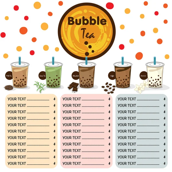 Modèle Graphique Menu Thé Bulles — Image vectorielle