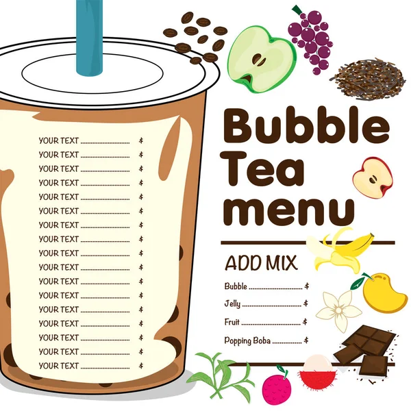 Modèle Graphique Menu Thé Bulles — Image vectorielle