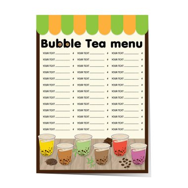 bubble tea menu graphic template clipart